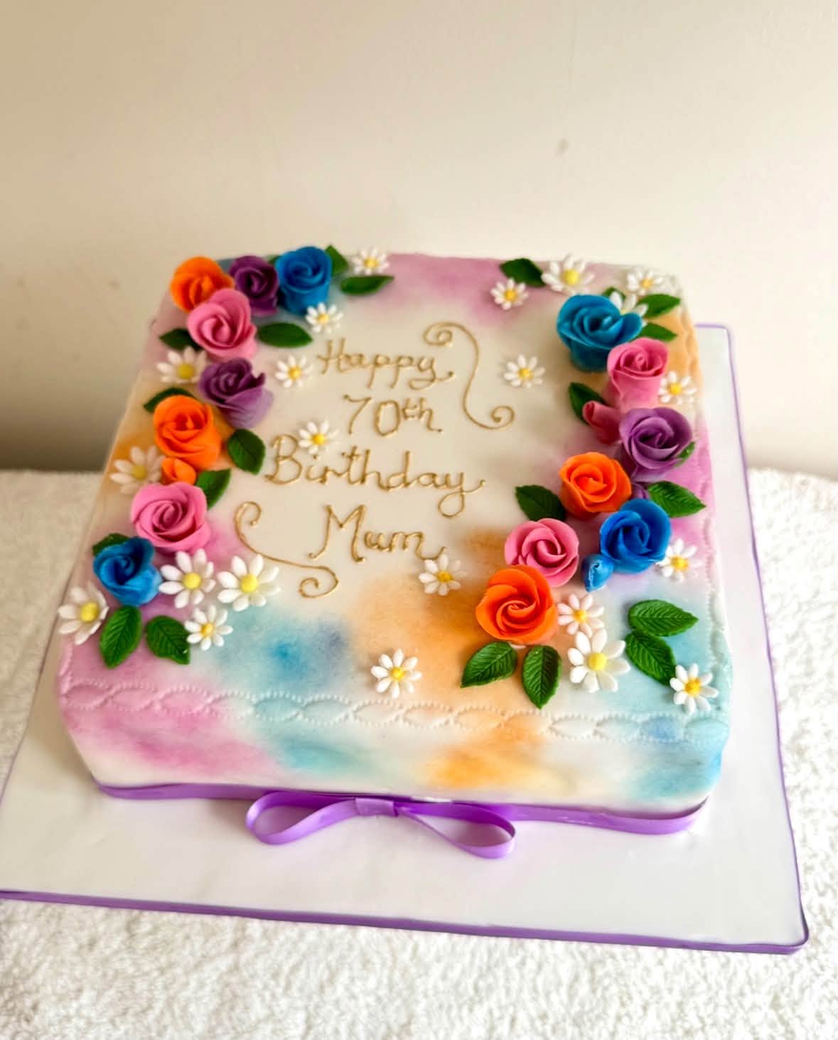 Customer request multi coloured sugar flowers