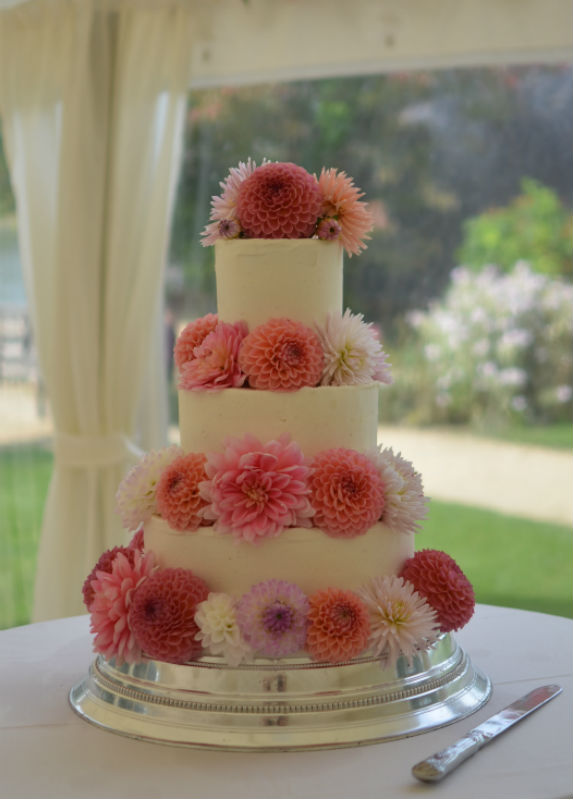 Dahlia wedding cake at Sherborne Castle.