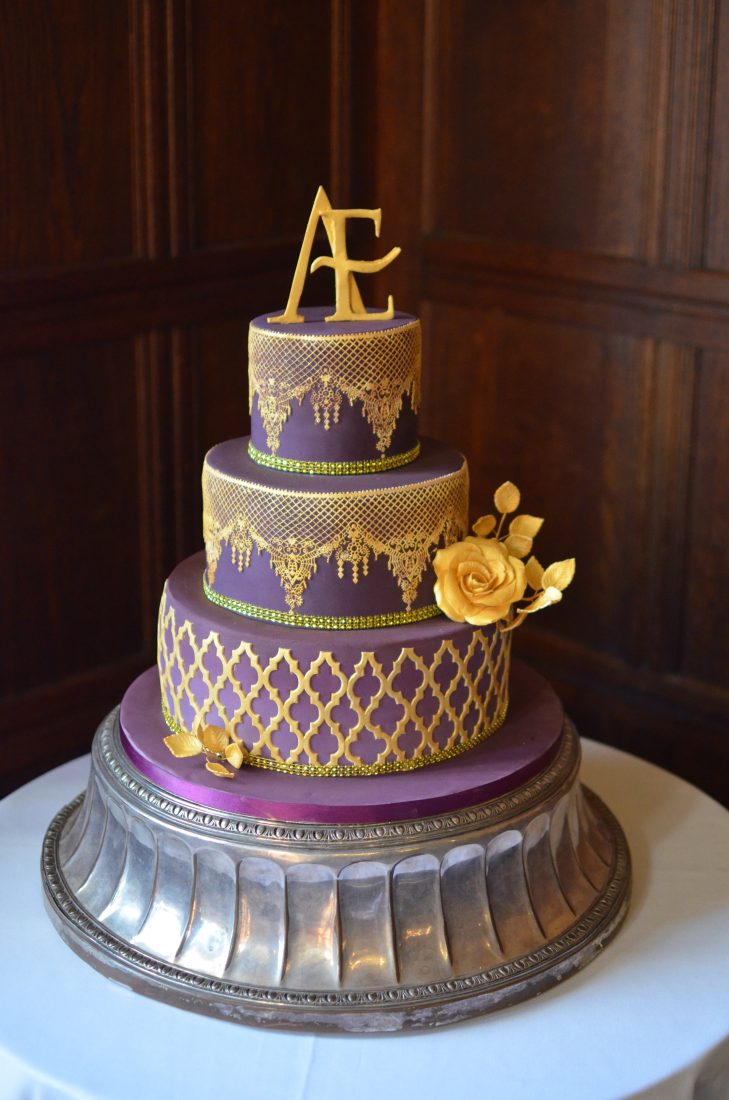 Moroccan, Iranian Moorish styled wedding cake in the Great Hall Rhinefield House Hotel
