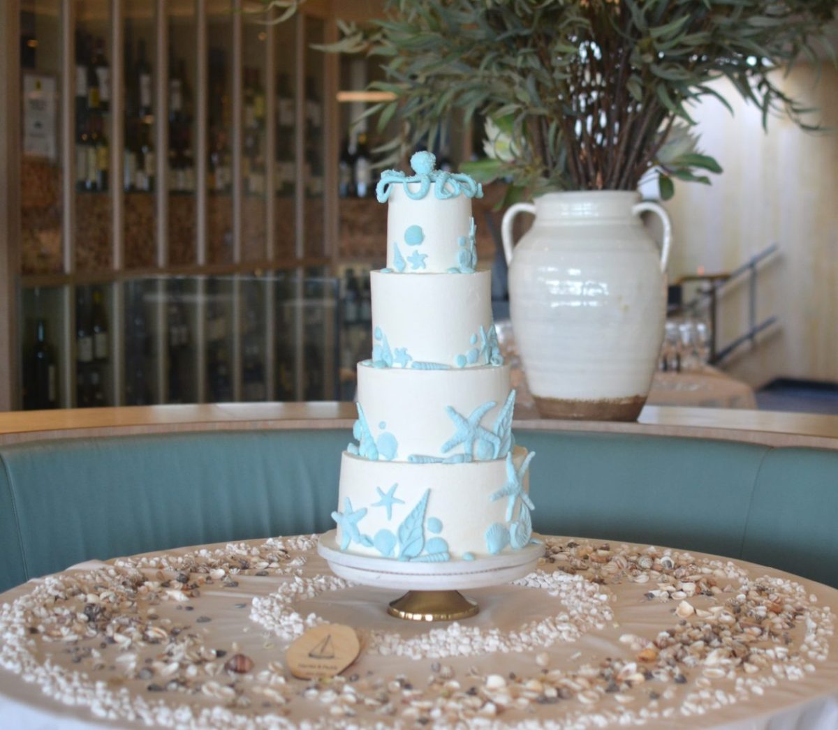 Octopus buttercream coated wedding cake at Rick Stein Sandbanks