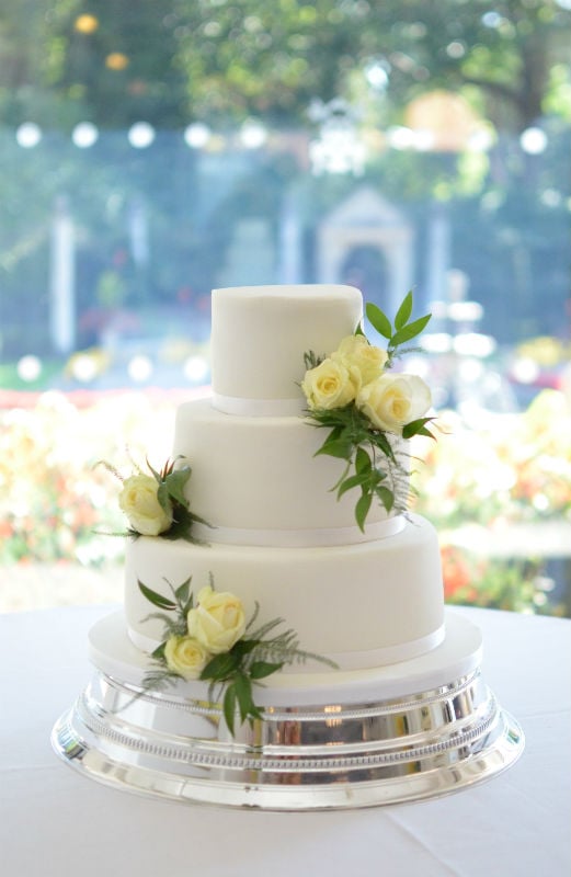Classic white wedding cake at The Italian Villa
