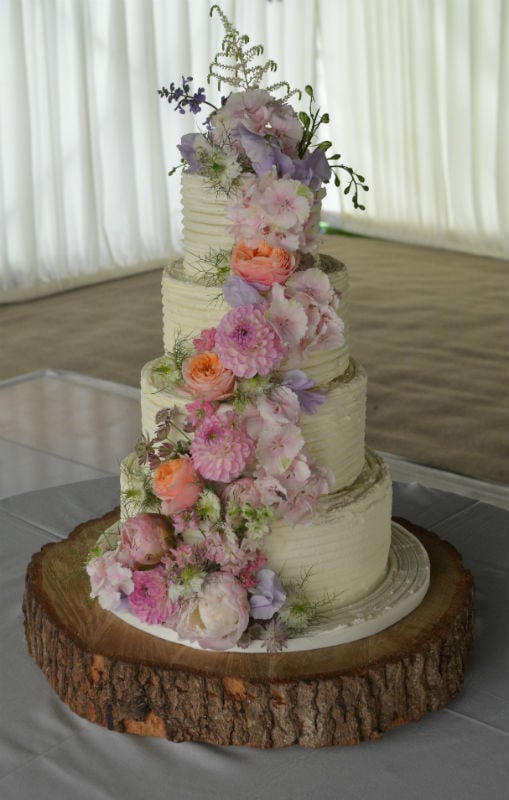 Buttercream iced with fresh flowers  Nr Winchester.