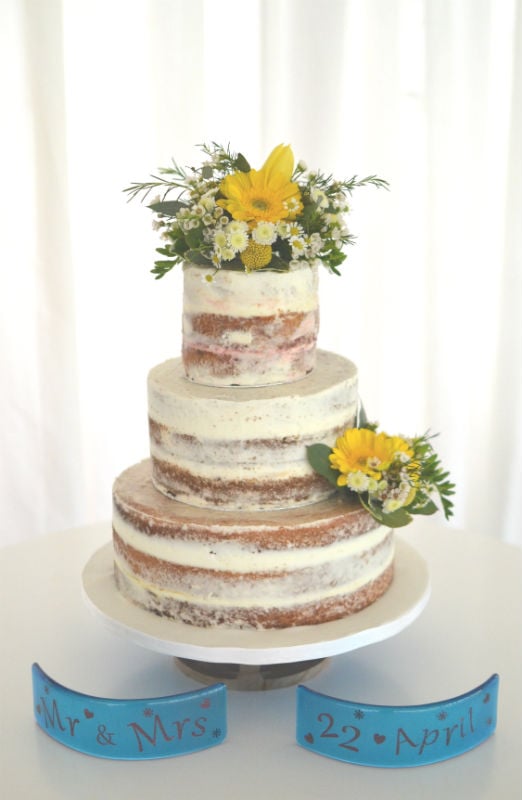 Semi-naked wedding cake at parley Manor