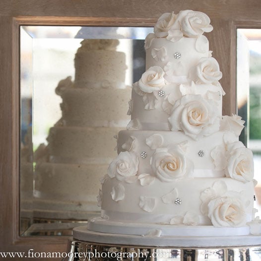 Roses & crystals wedding cake at The Chewton Glen Hotel