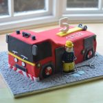 Large 3D Fire engine. Cake board 18″ x 14″