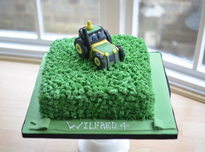 Tractor & grass birthday cake
