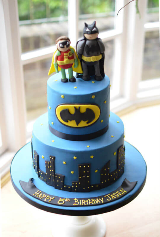 Batman & Robin birthday cake handmade sugar models