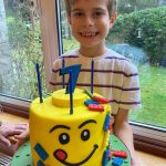 Happy birthday boy with his cake