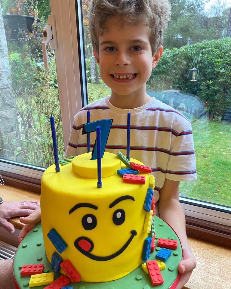 Happy birthday boy with his cake